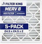 Filter King 24.5x24.5x2 Air Filter | 5-PACK | MERV 8 HVAC Pleated A/C Furnace Filters | MADE IN USA | Actual Size: 24.5 x 24.5 x 1.75"