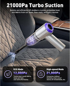 Handheld Car Vacuum Cleaner Cordless with Brushless Motor, 21000PA High Power Mini Air Duster, 7 in 1 Keyboard Portable Vacuum Cleaner Dual Filters for Car, Home, Office, Pet