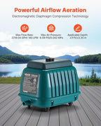 VEVOR Commercial Linear Air Pump 2219 GPH | High Output Aerator for Septic Tanks, Large Pond Aeration, Wastewater Treatment Systems | Up to 11ft Deep for Fish Farms, Hydroponics, Restaurants