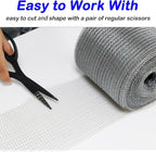 Wire Mesh for Mice Control 5IN X 53Ft,Hole Fill Fabric,Upgraded Stainless Steel Wire Mesh Roll, Weep Holes Covers, Flexible Stretchy Fabric for Garden House and DIY, Rodent Barrier