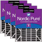 Nordic Pure 20x25x5 (Actual Size: 19 3/4 x 24 1/4 x 4 7/8) Air Bear AC Filter Replacement MERV 8 Plus Carbon 4 Pack
