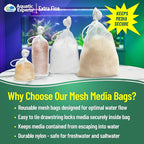 Aquatic Experts Extra Fine Aquarium Media Bag, Durable Drawstring Bags for Fish Tank Filters,150 Micron Mesh, (Extra Fine, 8" x 12" - 3 Pack)