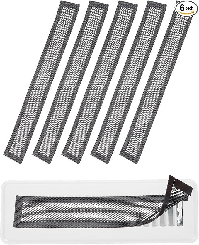 YOKIVE 6 Pcs Magnetic Floor Vent Covers, Floor Register Cover PVC Mesh Air Vent Screen Filters, Great for Home Floor, Wall, Ceiling, Catch Debris Hair Dust (Black, 12-Inch x 2-Inch)