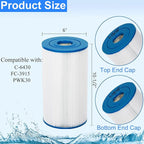 HANXER® PWK30 Spa Filter Cartridge Replaces for Unicel C-6430, Filbur FC-3915, Watkins 31489, P/N0969601, 71825, 73178, 73250, 60301 Hot Springs Spas, 30 sq.ft Drop in Hot Tub Filter, 2 Pack
