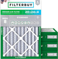 Filterbuy 20x24x4 Air Filter MERV 8 Essential Dust & Allergy Defense (4-Pack), Electrostatic Pleated HVAC AC Furnace Filters Replacement, Made in USA (Actual Size: 19.38 x 23.38 x 3.63)