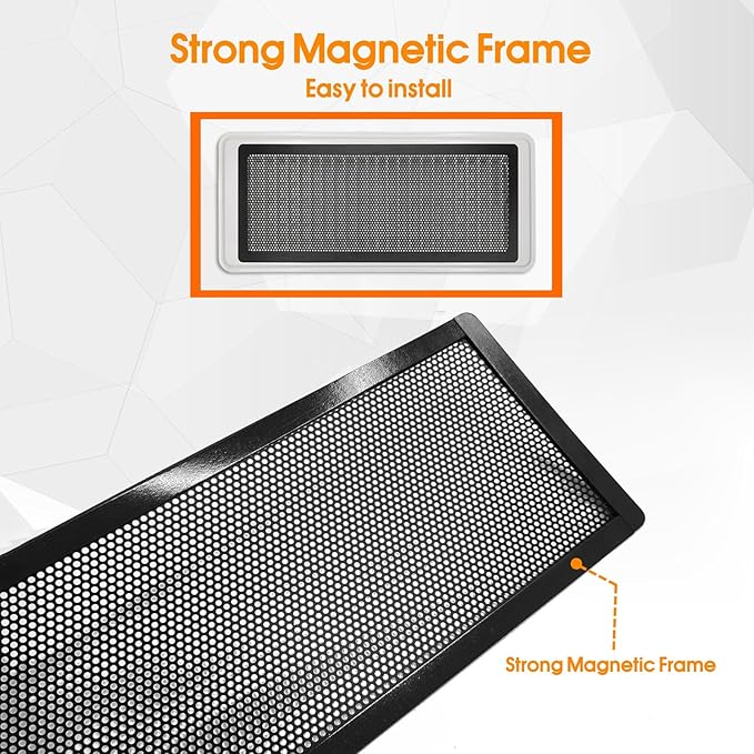 Floor Register Vent Cover, 6"x12" Magnetic Air Vent Screen Mesh Covers for Home Floor/Wall/Ceiling Registers Air Vent Filters, Black (4 Packs)