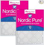 Nordic Pure 15x20x1 (Actual Size: 14 1/2 x 19 1/2 x 3/4) Tru Mini Pleat MERV 12 AC Furnace Air Filters – 2.5X More Media for Longer-Lasting, High-Efficiency Filtration - 2 Pack