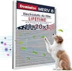 18x20x1 Electrostatic Air Filter, MERV 8 Reusable Aluminum AC/HVAC Furnace Filter Replacement,Washable Permanent Air Filter, Easy to Clean, Increases Airflow (Actual Size:17.52x19.61x0.82)
