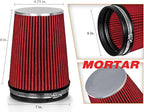 Mortar Aftermarket Auto Air Filter – 6 In Flange ID Car Enthusiast Class Universal Cold Air Intake Gulps in More Air for More Engine Power & Passionate Induction Sound, Length 8 In, Red