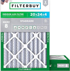 Filterbuy 20x24x4 Air Filter MERV 8 Essential Dust & Allergy Defense (2-Pack), Electrostatic Pleated HVAC AC Furnace Filters Replacement, Made in USA (Actual Size: 19.38 x 23.38 x 3.63)