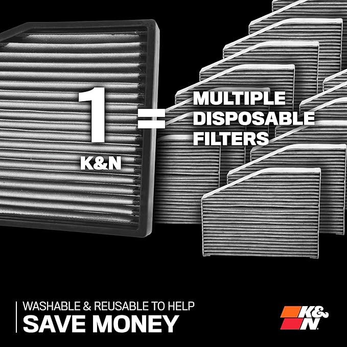 K&N LIFETIME Cabin Air Filter: Premium, Washable, Clean Air for your Cabin: Compatible with 2016-2024 JEEP/RAM: Grand Wagoneer, Wagoneer, 1500, 2500, 3500, 4500, 5500, VF2065