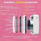 Cute Portable Mini Air Purifier with HEPA, Aroma & Ionizer – USB Fan for Bedroom, Desk, Pet, Baby, Travel – Great Gift for Girls & Teens (Blush Pink)