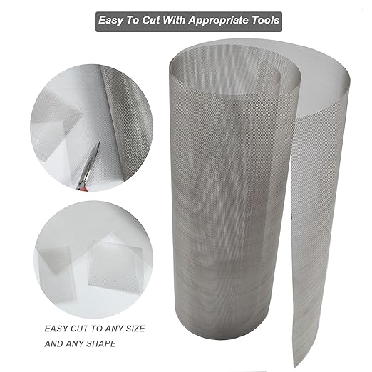 Stainless Steel Mesh Screen, 20Mesh, 15.7"x47.2" (40x120cm), Woven Fine Wire Mesh, Easy to Cut for Air Vent, Cage, Garden, Window Screen and DIY Projects