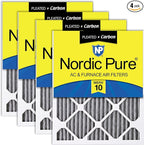 Nordic Pure 12x25x1 (Actual Size: 11 3/4 x 24 3/4 x 3/4) Furnace Air Filters MERV 10 Pleated Plus Carbon 4 Pack