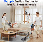 Cordless Vacuum Cleaner, Upgraded 40Kpa Stick Vacuum Cleaners for Home, 8 in 1 Lightweight with Self-Standing, 1.5L Dust Cup & Anti-tangle, Rechargeable Vacuum for Hard Floors Carpets Pet Hair