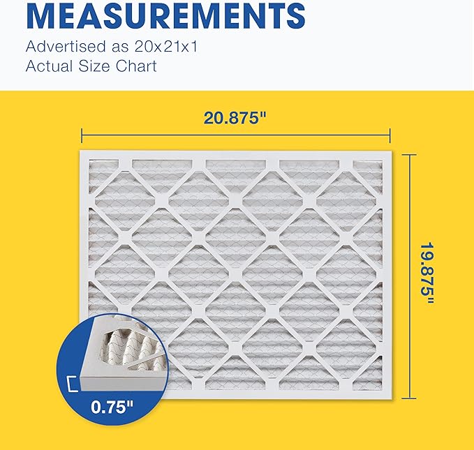 Aerostar 20x21x1 MERV 13 Pleated Air Filter, AC Furnace Air Filter, 12 Pack (Actual Size: 19 7/8" x 20 7/8" x 3/4")