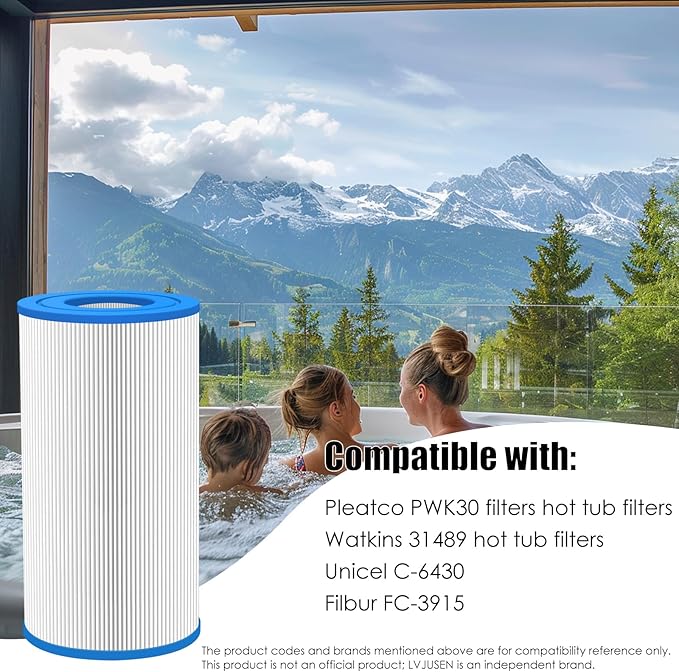 Hot Tub Filter Replacement for Watkins 31489, 73250 Hot Spring Tri X/0969601/Unicel C-6430, 71825/Pleatco PWK30/Filbur FC-3915, 73178 Hot Spring Filters, 30 sq. ft.- 3 Pack