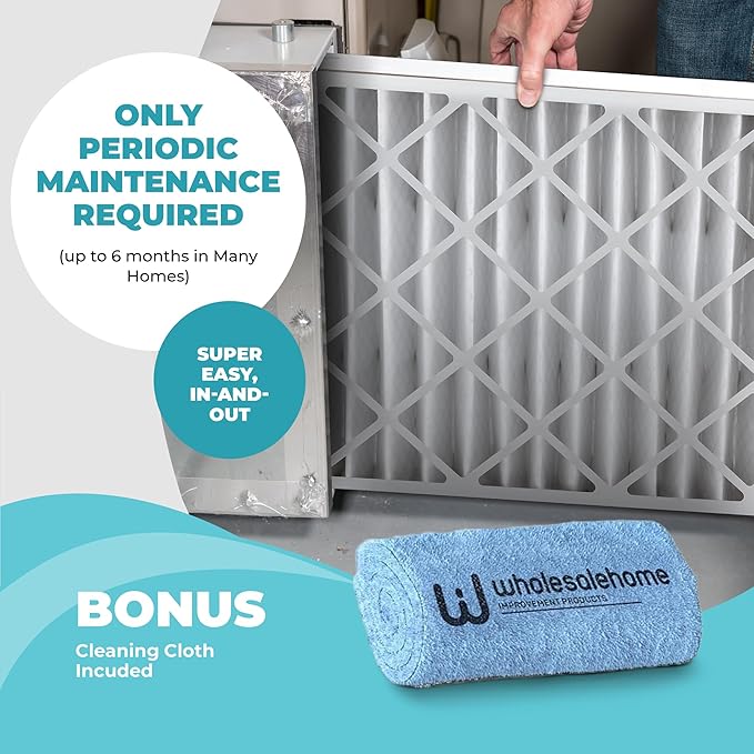 16x25x4 Air Filter Replacement MERV 11, FC100A1029 Pleated HVAC AC Furnace Filters with Wholesalehome Cleaning Cloth, 5-Pack (Actual Size: 15.94 x 24.86 x 4.38 Inches)