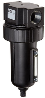 Parker 07F34AC Compressed Air Filter, Removes Particulate, Metal Bowl with Sight Gauge, Manual Drain, 40 Micron, 130 scfm, 1/2" NPT