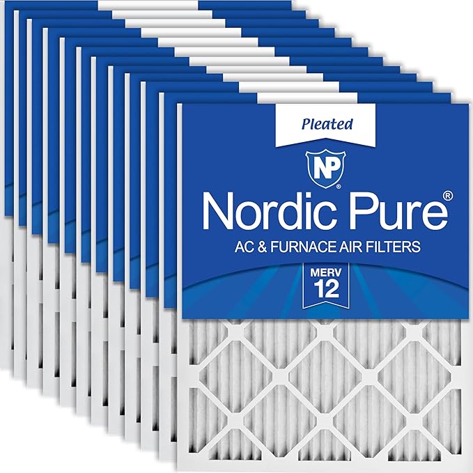 Nordic Pure 14x25x1 (Actual Size: 13 1/2 x 24 1/2 x 3/4) Pleated MERV 12 Air Filters 12 Pack
