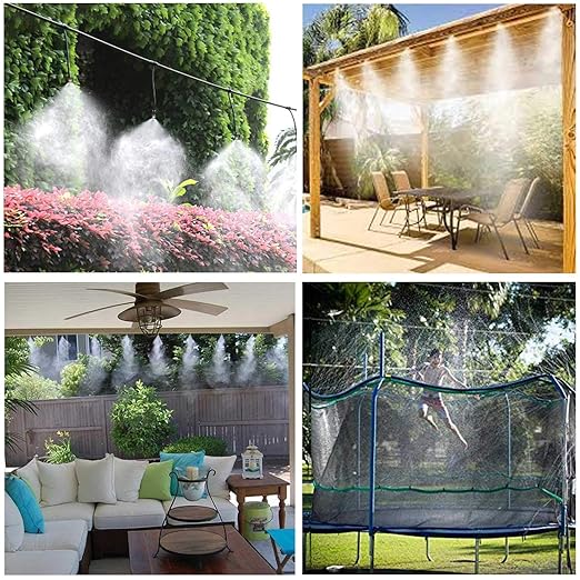 iRuiZhe Misting Cooling System Kit 75.5FT(23M) Misting Line DIY Outdoor Mist Cooling Kit+36 Brass Nozzles Garden Misting Irrigation System for Lawn Patio Garden Greenhouse