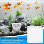 15Pcs Aquarium Filter Media Bags, Mini Fish Tank Media Mesh Filter Bags Reusable for Activated Carbon,Filter Stones(4.3”×3.9”(White)