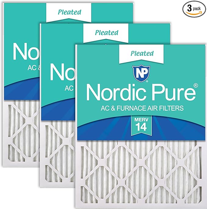 Nordic Pure 16x20x1 (Actual Size: 15 1/2 x 19 1/2 x 3/4) Pleated MERV 14 Air Filters 3 Pack