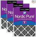 Nordic Pure 25x25x2 (Actual Size: 24 1/2 x 24 1/2 x 1 3/4) Furnace Air Filters MERV 8 Pleated Plus Carbon 3 Pack