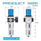 NANPU 1/2" NPT High Pressure Compressed Air Filter Regulator Water/Oil Trap Separator - Gauge(0-230 psi), Poly Bowl,Semi-Auto Drain, Bracket