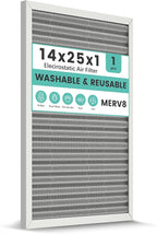 14x25x1 HVAC Furnace Air Filter, Lasts a Lifetime, Washable Reusable, Electrostatic Air Filter The Last Time You Buy, Breathe Safely at Home or Office, Merv 8