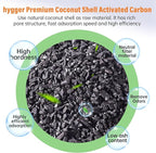 hygger Aquarium Activated Carbon, Premium Natural Coconut Shell Activated Charcoal for Freshwater and Saltwater, Fish Tank Filter Media, Water Purification Carbon (10.5 oz with Fine Mesh Bag)