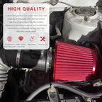 Sun Walker Clamp-on Air Intake Filter, 3/3.5/4 Inch High Flow Round Tapered Air Filter for Enhanced Engine Power, Washable & Reusable Cone Filters Replacement for Car Truck Motorcycle (Red)