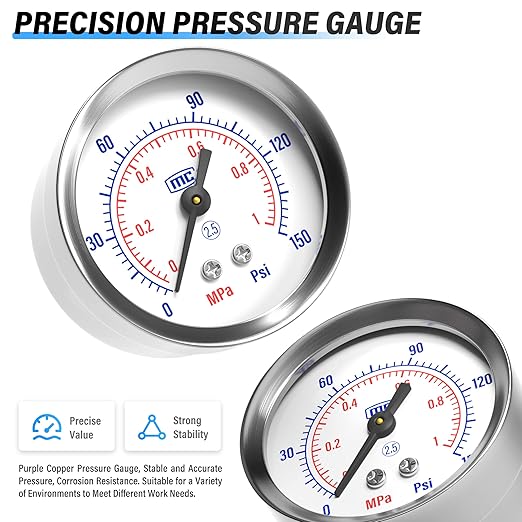 TAILONZ PNEUMATIC 1/4 Inch NPT 2 in 1 Air Filter Pressure Regulator Combo Piggyback, Air Tool Compressor Filter with Gauge AF2000+AR2000