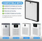 6 Packs HY4866 Replacement Filters Compatible with MORENTO HY4866, WESTHEY HY4866, YIOU M1 and FETIONS FT5000 Air Cleaner Purifiers, 2-in-1 Activated Carbon Filter