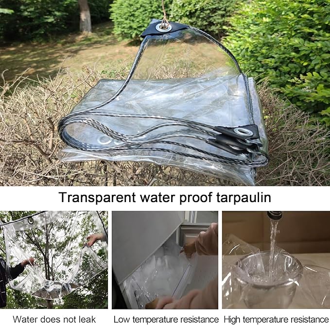 Transparent Tarpaulin Side Panels, Outdoor Clear Tarp Curtains with Zipper Door, Curtain Patio Enclosure for Pergola Porch Carport Canopies(3x4m)