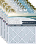 Cabana Filters 6-Pack 20x25x1 MERV 8 AC Furnace Air Filter for Home and Office - Indoor HVAC System Filtration Replacement, Captures Unwanted Particles
