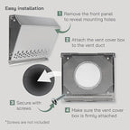 Vent Systems 4" Inch Air Supply Vent Cover with Rubber Gasket - Stainless Steel - Robust Weatherproof Outdoor Air Intake Box - Duct or Surface Mounting - Rain and Snow Protection