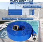 1" x 50 ft Backwash Hose for Swimming Pools, Heavy Duty PVC Lay Flat Water Discharge Hose,Durable Pool Drain Hose with Aluminum Pin Lug Fittings for Pump And Filters