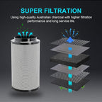 iPower 4 Inch Air Carbon Filter Odor Control with Australia Virgin Premium Charcoal and Reversible Flange for Inline Duct Fan/Grow Tent/Hydroponics, 4"X12", Prefilter Included, Black