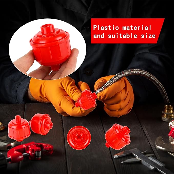 12 Pcs Disposable Mini Air Water Filters Red Air Line Filter Paint Gun Filter Removes Moisture Separator Standard 1/4 Inch Threads for Most Spray Guns and Air Tools