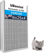 UBeesize 16x25x4 Reusable Air Filter - Washable, MERV 8,Permanent, Electrostatic - Lasts a Lifetime - Enjoy Fresher Air in Home and Office HVAC AC Furnace Systems(Actual Size:15.35x24.37x3.58Inch)