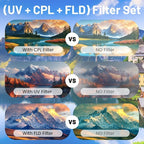67mm UV/CPL/FLD Lens Filter Kit with Portable Travel Storage Case, 3 Pcs Multi-Coated HD Optical Glass Camera Filter Set with Ultra Slim Aluminum Alloy Frame for Camera Lens Accessories
