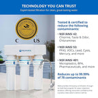 Aquasana Under Sink Water Filter | 3-Stage Max Flow Filtration | Certified to Reduce up to 99.99% of PFAS, Lead, Chlorine, & More | Under Counter Drinking Water Filter | Chrome Faucet | AQ-6300M-CHR