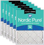 Nordic Pure 14x25x1 (Actual Size: 13 1/2 x 24 1/2 x 3/4) Pleated Air Filters MERV 14 Plus Carbon 6 Pack