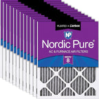 Nordic Pure 12x24x1 (Actual Size: 11 1/2 x 23 1/2 x 3/4) Furnace Air Filters MERV 8 Pleated Plus Carbon 12 Pack