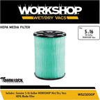 WORKSHOP Wet/Dry Vacs Vacuum Filters WS23200F HEPA Media Filter For Shop Vacuum Cleaner (Single HEPA Media Filter For Wet/Dry Vacuum Cleaner) Fits WORKSHOP 5-Gallon to 16-Gallon Shop Vacuum Cleaners
