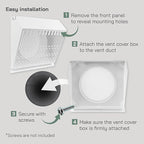 Vent Systems 8" Inch Exhaust Vent Cover with Rubber Gasket - White Galvanized Steel - Robust and Weatherproof Outdoor Air Exhaust Box - Duct or Surface Mounting - Rain and Snow Protection