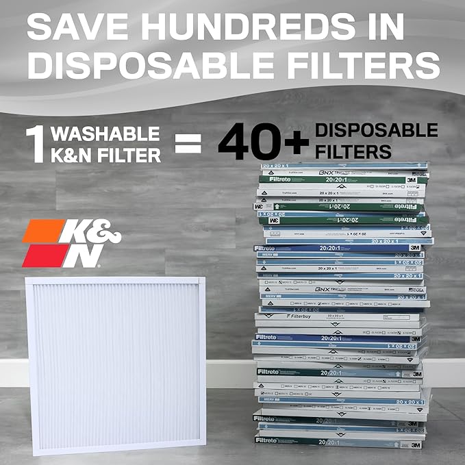 K&N 14X14X1 HVAC Furnace Air Filter, Lasts a Lifetime, Washable, Merv 8, the Last HVAC Filter You Will Ever Buy, Breathe Safely at Home or in the Office, HVC-8-11414