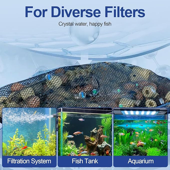 16 Pcs Aquarium Filter Media Bags with Plastic Zipper, Fish Tank Fine Mesh Bags for Activated Charcoal Aquarium, Reusable Aquarium Accessories for Ceramic Rings, Volcano Rock(4inx6in Black, White)