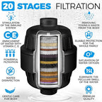 AquaHomeGroup 20 Stage Shower Filter with Vitamin C E for Hard Water - High Output Shower Water Filter to Remove Chlorine and Fluoride - 2 Cartridges Included -Consistent Water Flow Showerhead Filter